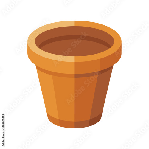 An empty flower earthen pot on a vector art illustration