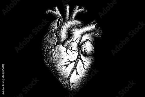 Engraved vintage heart emblem showcasing elegant design from the past with intricate details and artistic flair in a timeless representation