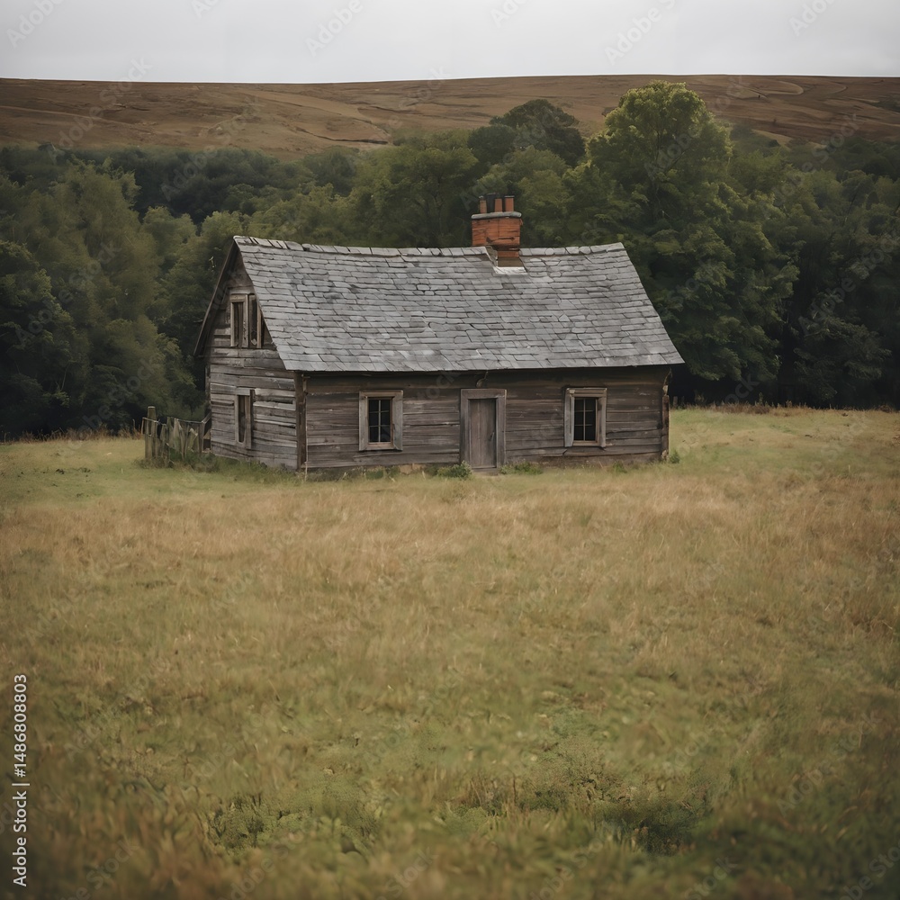 Fototapeta premium Quiet Cabin in Vast Field