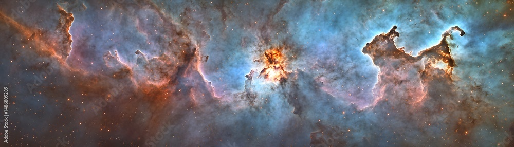 Obraz premium Detailed view of a cosmic nebula's swirling formations.