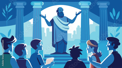 Silhouette of a Contemplative Ancient Greek Philosopher