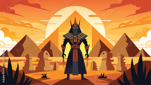 Silhouette of an Ancient Egyptian Pharaoh in Majestic Pose