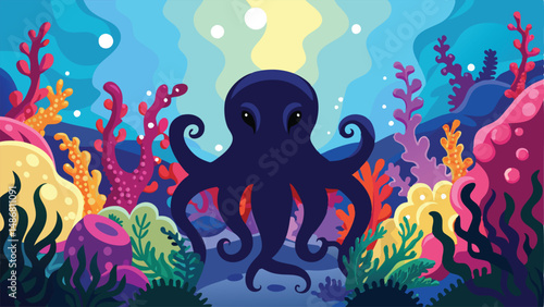 Enigmatic Silhouette of an Octopus Masterfully Blending with Its Surroundings