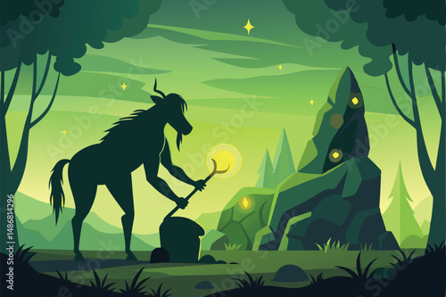 Mystical Centaur Adorns Glowing Necklace in Sibylline Silhouette