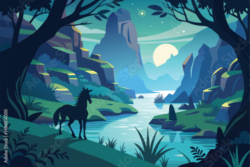 Mystical Centaur amidst a Dreamlike Enchanted River