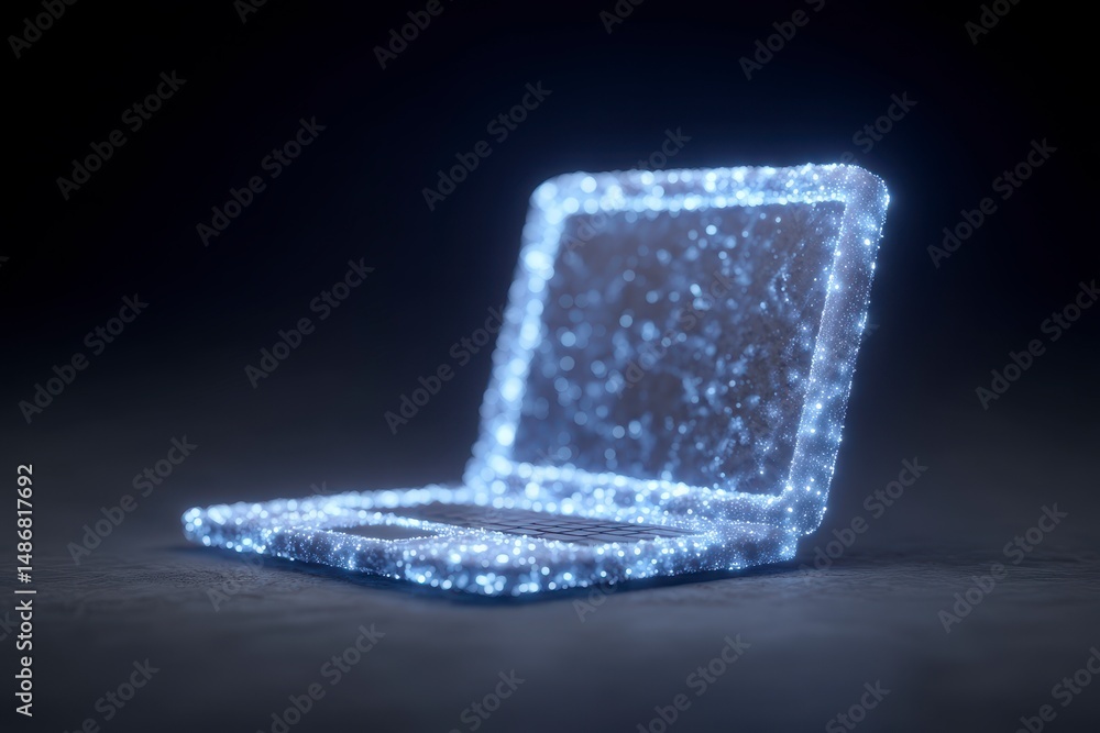 Glowing Digital Laptop Futuristic Technology Network Concept Glowing Digital Laptop Futuristic Technology Network Concept