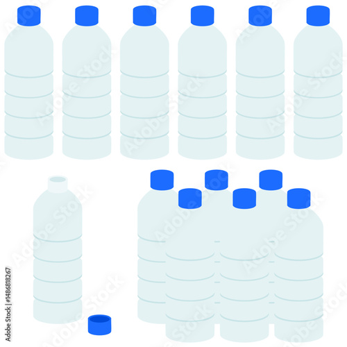 ペットボトルのお水 6本ひとまとめのイラストセット