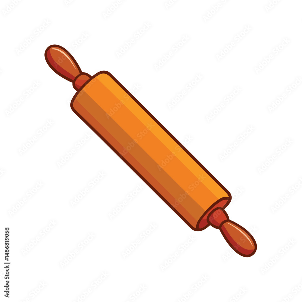Wooden rolling pin on white background vector art illustration Wooden rolling pin on white background vector art illustration