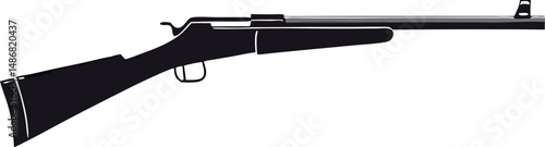 A detailed illustration of a classic black rifle with a wooden stock.