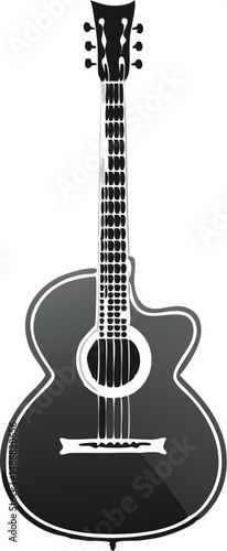 Stylish black acoustic guitar with elegant contours and detailing.