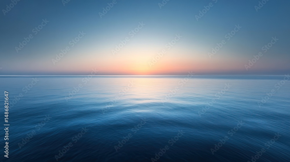 Fototapeta premium Serene ocean sunrise calm waters peaceful horizon soft light