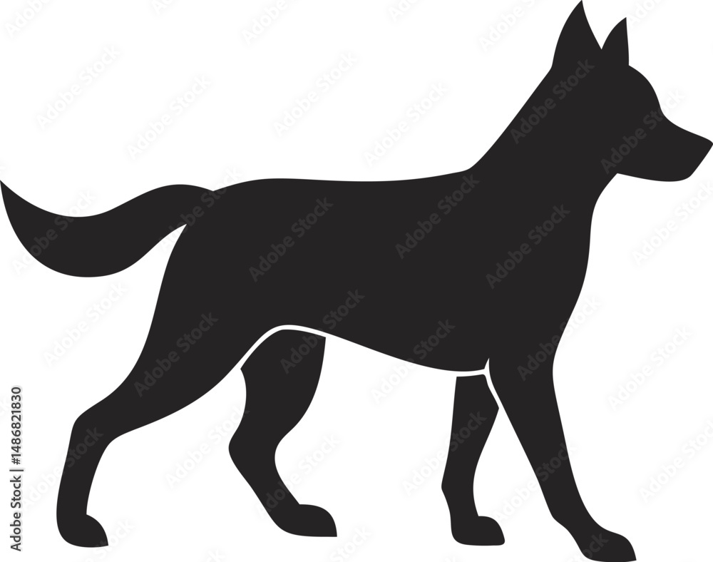 Silhouette of a walking dog, showcasing a sleek and dynamic posture. Silhouette of a walking dog, showcasing a sleek and dynamic posture.