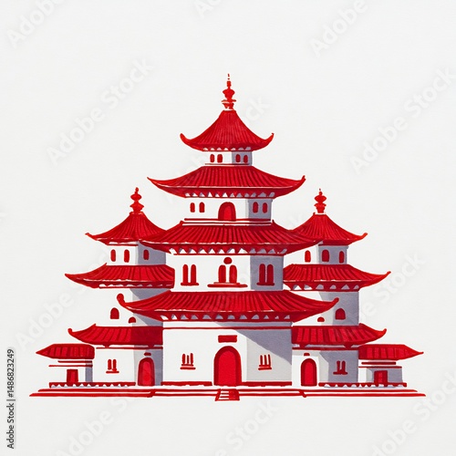 Wallpaper Mural Temple with Multiple Domes and Pagoda Roofs Torontodigital.ca