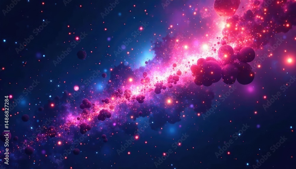 Fototapeta premium Abstract meteor shower, deep space, colorful streaks , vibrant, pattern, orange