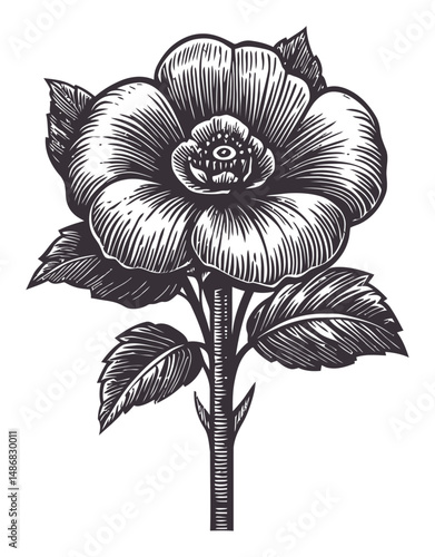 Elegant Black and White Flower Vector Art for Graphic Design
