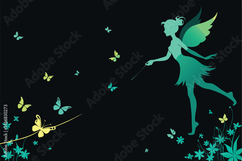 Ethereal Fairy Leading a Path of Luminescent Orbs