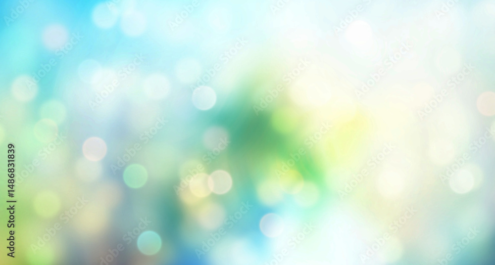 Obraz premium ethereal spring blur with soft green and blue bokeh suggesting light through foliage and early morning atmosphere