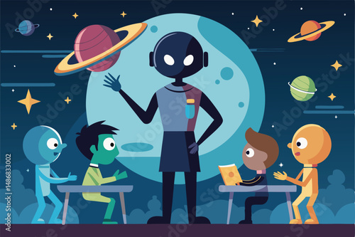 Intergalactic Collaboration: Friendly Alien Guides Astronauts in Space