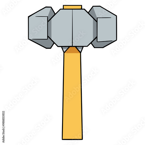 hammer origami papercraft hobby fun flat color vector illustration template design