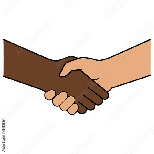 Handshake for deal, business. Partners shaking hands flat color vector illustration template design
