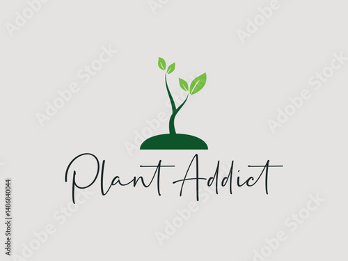 Plant addict minimal plant lover graphic art 