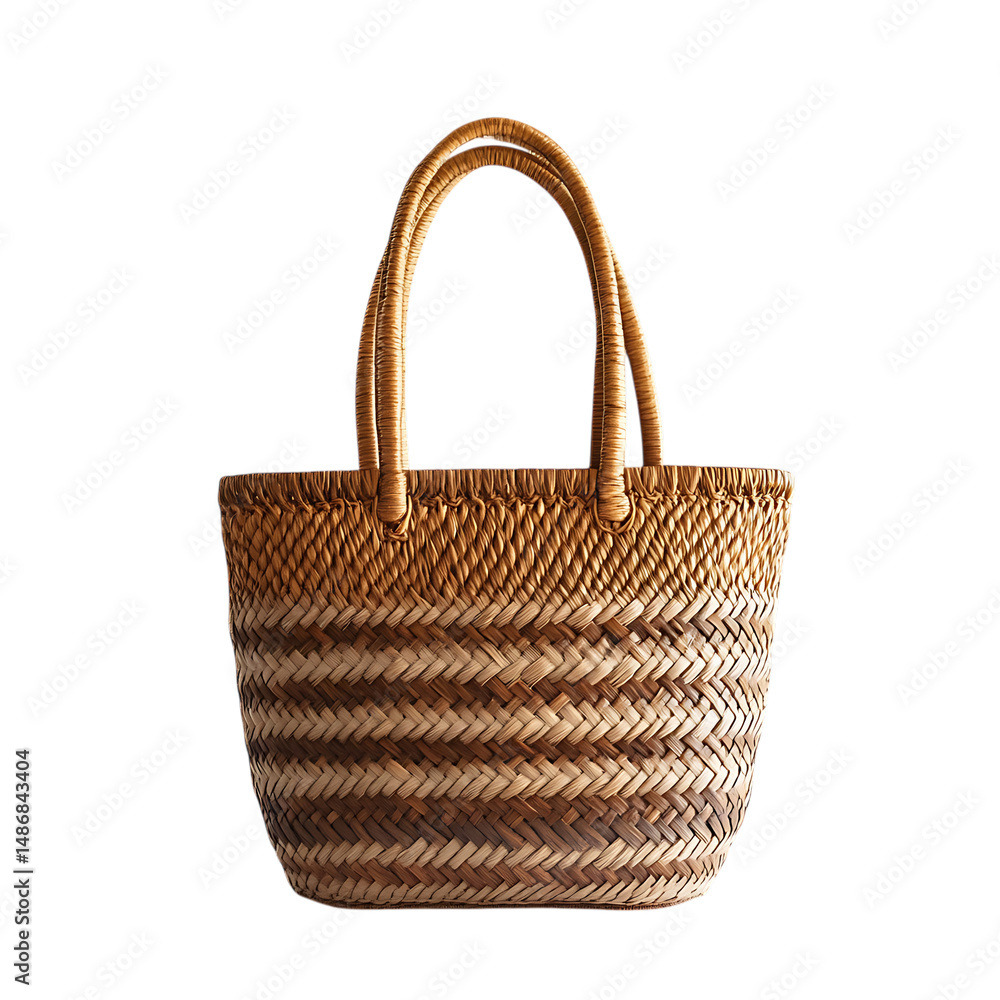 Elegant Straw Tote Bag with Intricate Woven Pattern Isolated on Transparent Background Elegant Straw Tote Bag with Intricate Woven Pattern Isolated on Transparent Background