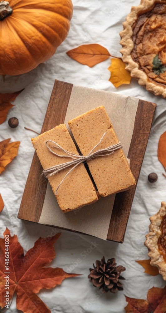 Fototapeta premium Pumpkin treats on a wooden board
