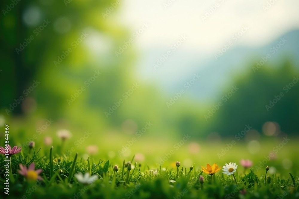 Fototapeta premium Subtle gradient blends into blurred natural landscape, illustration, visual