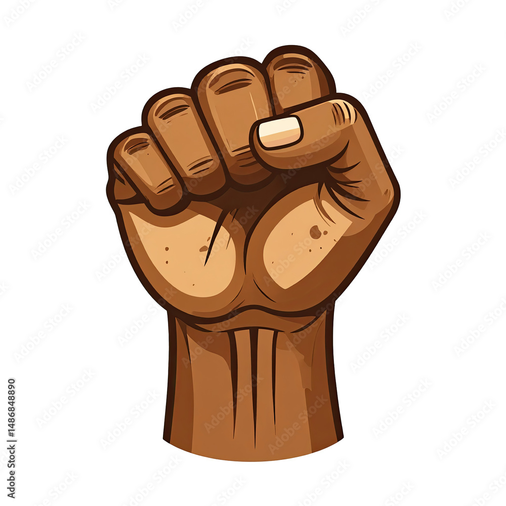 Obraz premium Illustration of a clenched fist symbol of resistance and solidarity isolated on transparent background. This image portrays a gesture of power advocacy and empowerment.