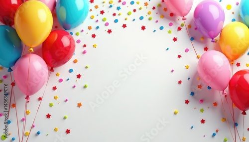 Colorful balloons and confetti burst, celebratory backdrop , vibrant background, festive background, balloon burst