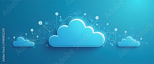 Photo Realistic Vector Illustration of Cloud Computing and Remote Work Solutions: Showcasing Connectivity Symbols for Enhanced Flexibility and Efficiency in Remote Operations