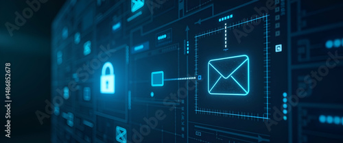 Robust Email Security Best Practices: Implementing Spam Filtering, Encryption & MFA for Corporate Data Integrity - Photo Stock Concept with Left Space