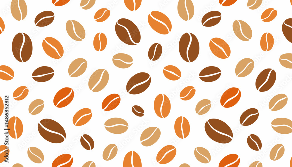 A clean and vibrant flat pattern with orange, brown, and green coffee beans. Suitable for modern projects like wallpaper, packaging, or cafe branding. A clean and vibrant flat pattern with orange, brown, and green coffee beans. Suitable for modern projects like wallpaper, packaging, or cafe branding.