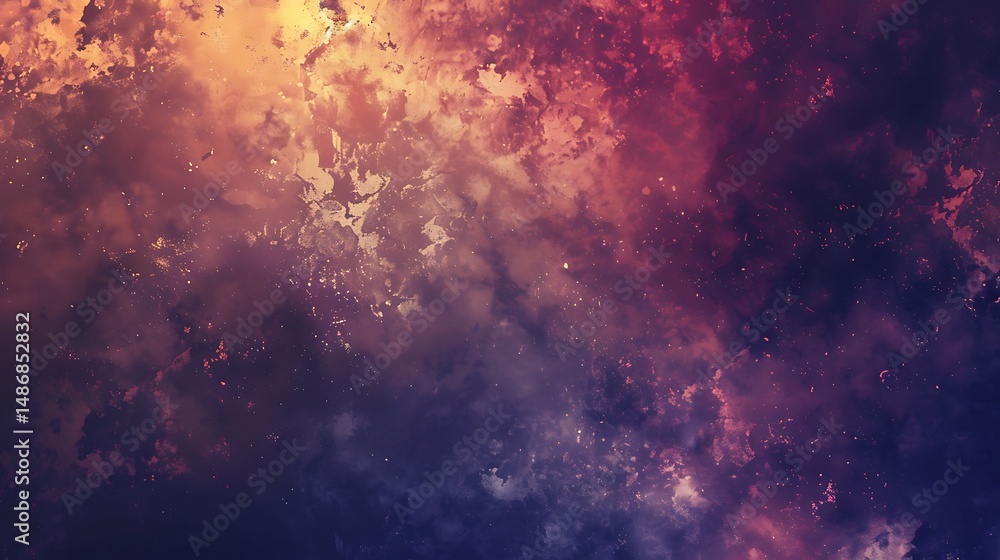 Naklejka premium Abstract Digital Art Piece of Nebula with Purple and Orange Hues