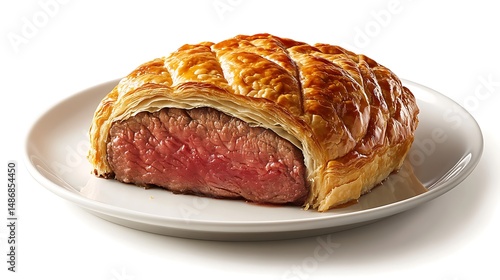 Fototapeta Naklejka Na Ścianę i Meble -  Beef Wellington on a White Plate