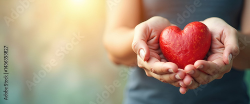 Photo realistic as Community Leader with Hands and Heart concept as An image of a community leader with hands and a heart symbol set against a whimsical background offering ample space for text or gra