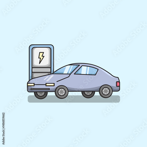 Electric Car Vector Illustration for technology automotive design smart city concept and environmental campaigns Scalable and editable for digital or print use