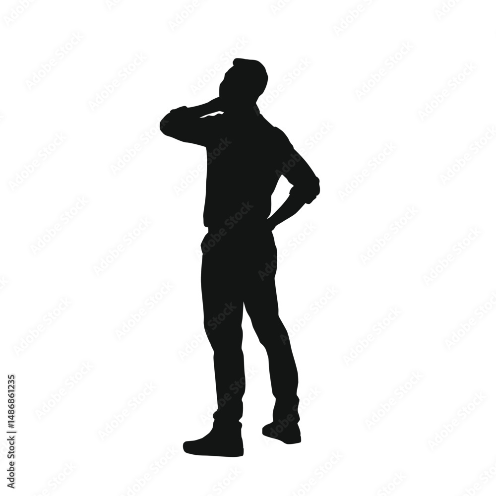 Silhouette of a standing man thinking Silhouette of a standing man thinking