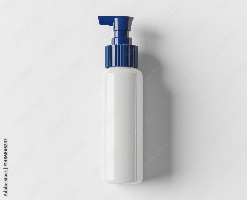 White pump bottle with navy blue top White pump bottle with navy blue top