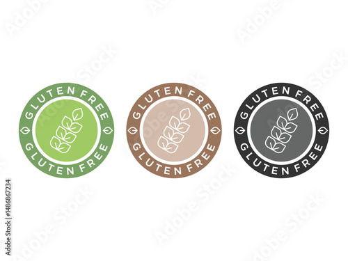 set of Gluten free label stamp, symbol icon design vector, isolated on transparent background
