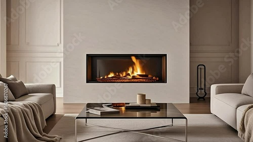 fireplace in living room Seamless looping 4k time - lapse virtual video animation background