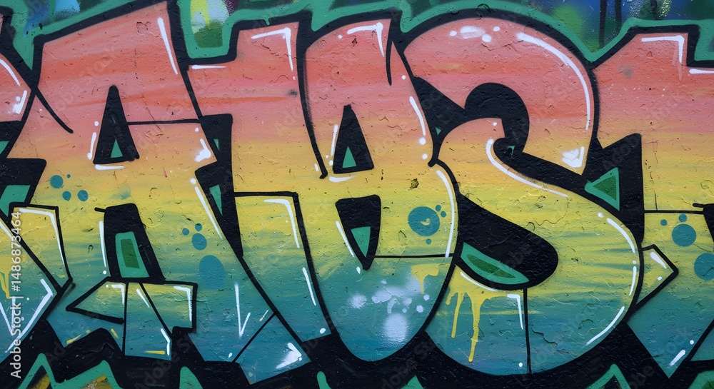 Obraz premium Colorful Urban Graffiti Art on Wall with Ombre Effect