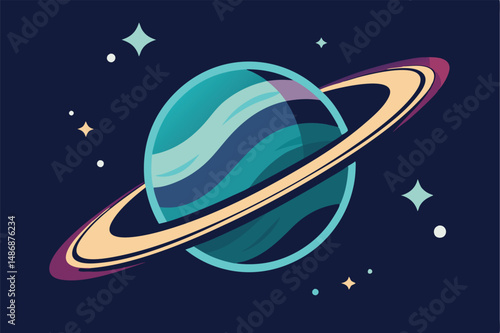 Celestial Silhouette: Saturn's Rings Amidst a Twinkling Starry Night