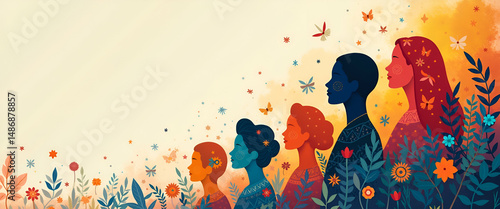 Empowering Diversity Through Art: A Contemporary Visual Concept Featuring Cultural Symbols for Social Transformation - Stock Photo with Space for Text