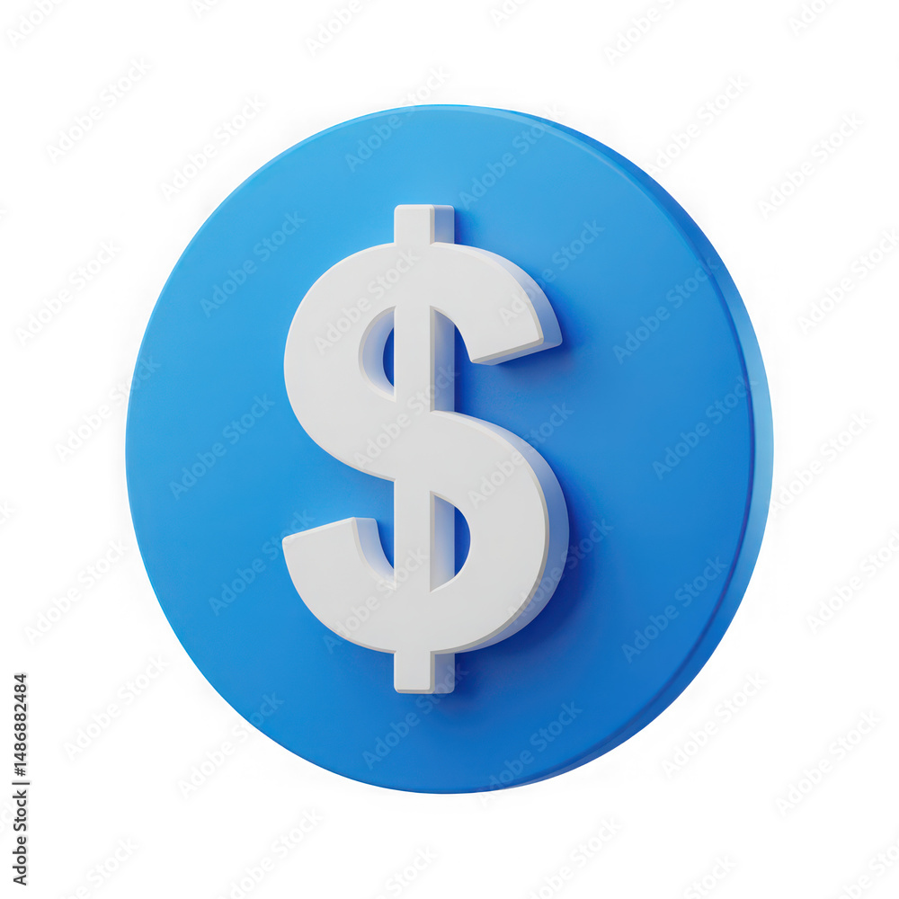 3D Render of a White Dollar Sign on a Blue Circle 3D Render of a White Dollar Sign on a Blue Circle