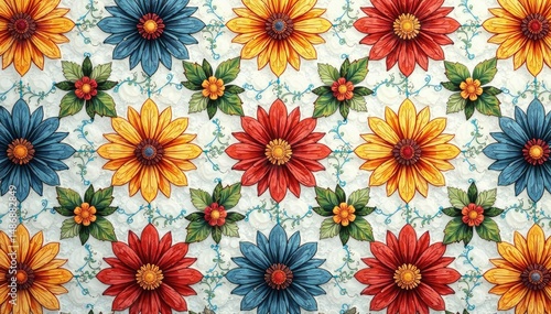 Intricate floral design, repeating seamlessly , organic, flower, seamless