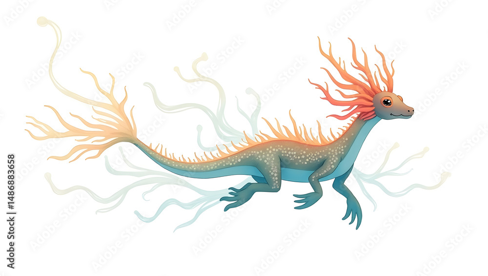 Fototapeta premium sea lizard on a white background