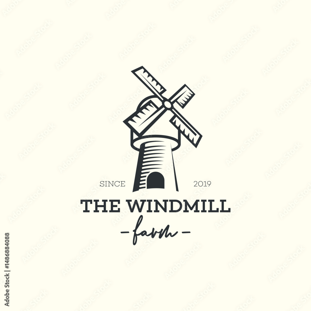Windmill building logo design template Windmill building logo design template