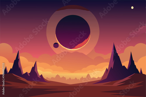 Witness the Breathtaking Silhouette of a Total Solar Eclipse Emerging from Earth's Surface