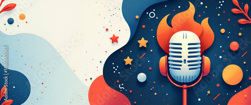 Elevate Your Brand with Stunning Podcast Promotional Art: Creative Digital Illustrations & Engaging Typography for Captivating Visual Branding in Photo Stock Concept
